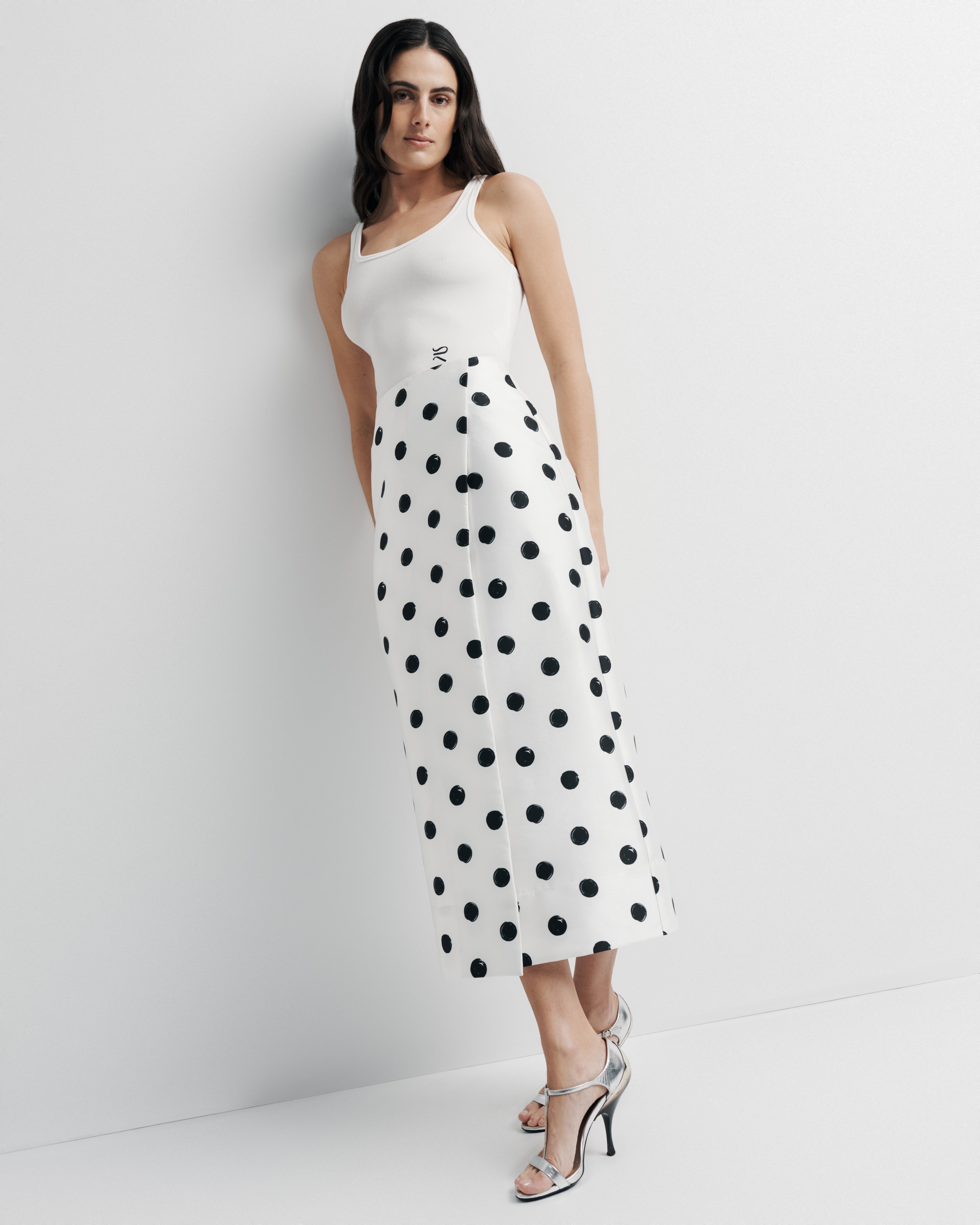 Amelie Skirt – column-style wrap skirt with artistic print by Romy The Brand