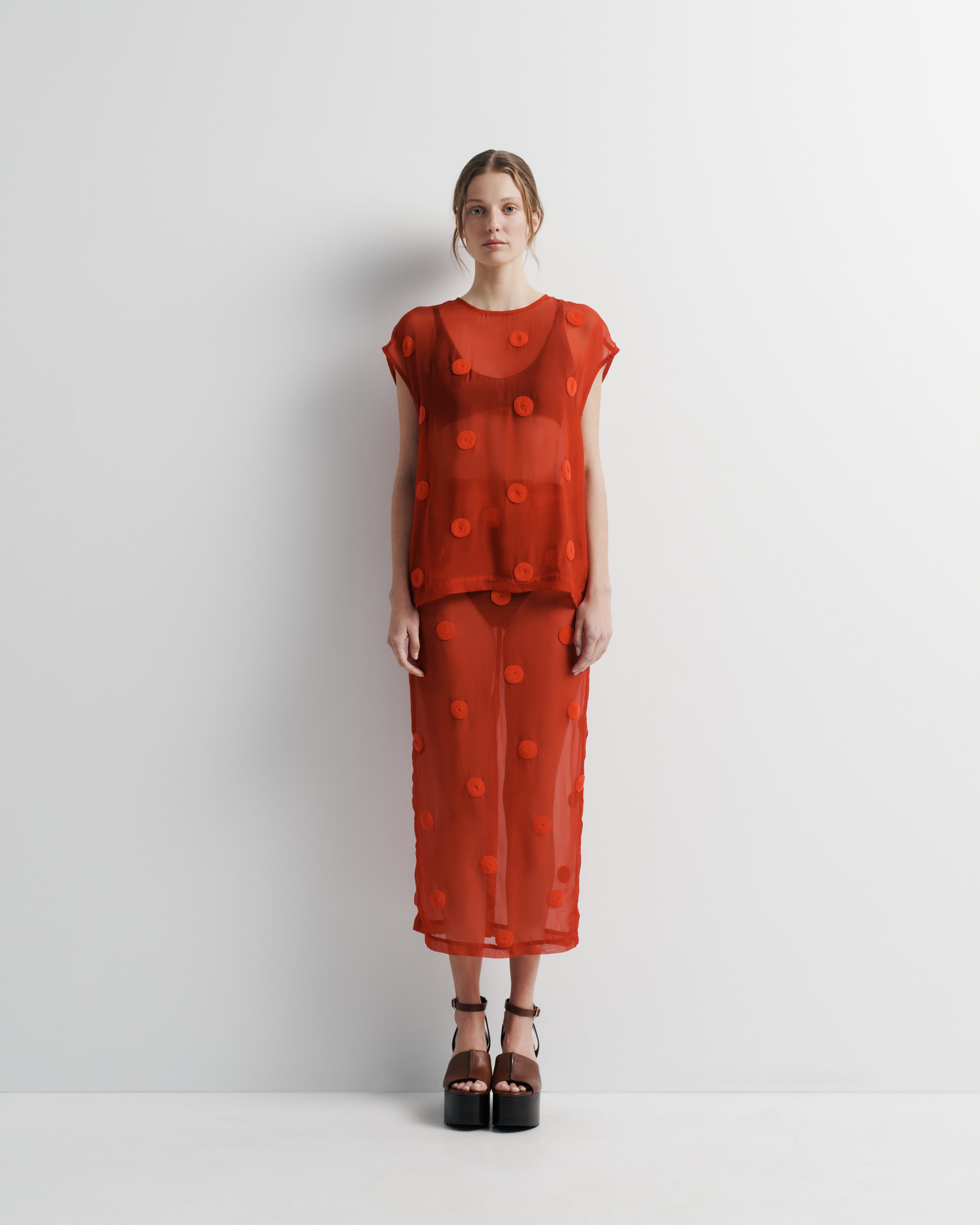 Sadie Top – sheer beaded blouse with artisan handwork and button fastening by Romy The Brand