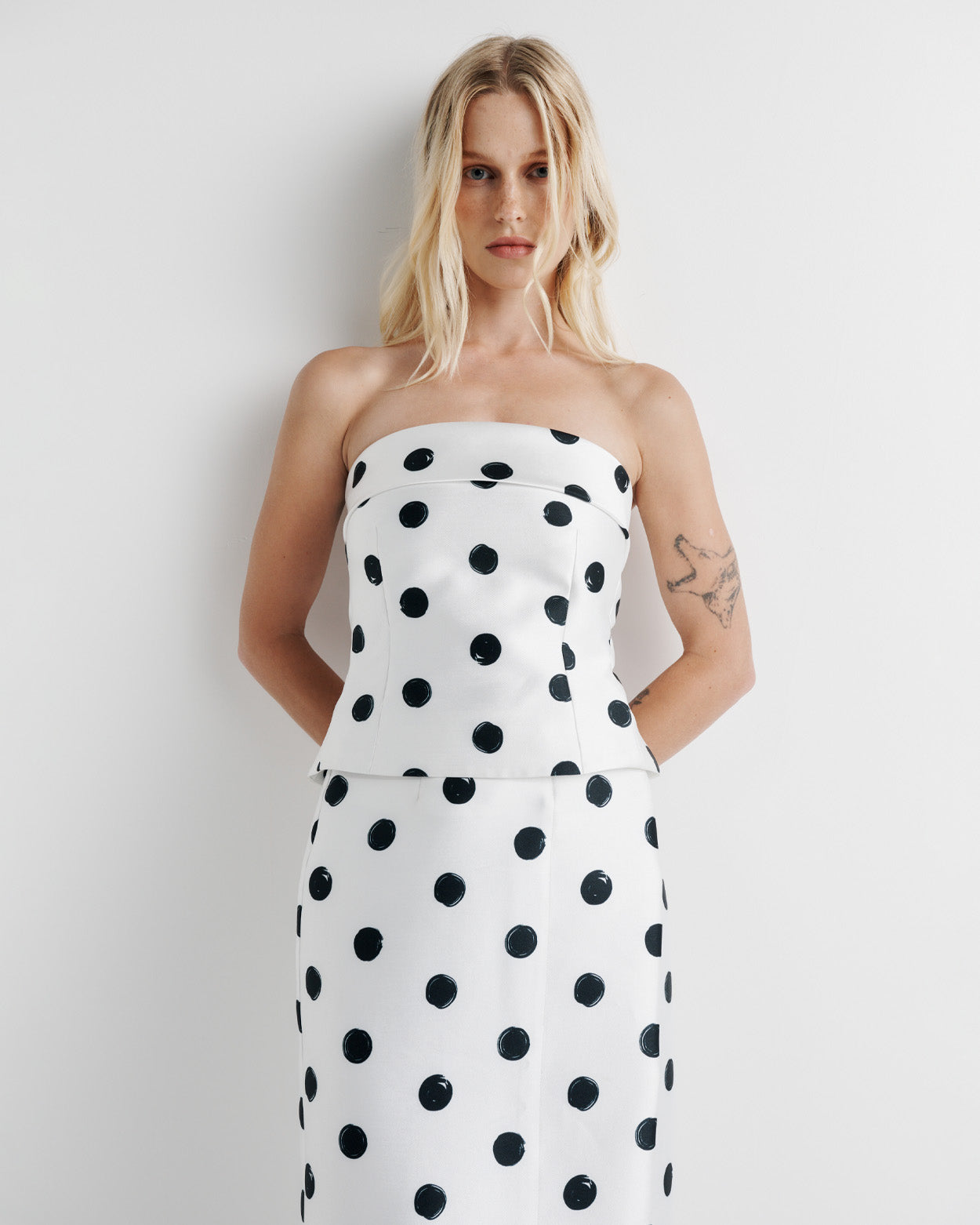 Aimee Bustier – strapless structured bustier with artistic detail by Romy The Brand