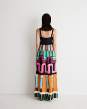 Nora Maxi Dress – full-length lined dress with on-seam pockets and hand-painted Summer ’26 print by Romy The Brand