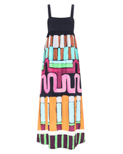 Nora Maxi Dress – full-length lined dress with on-seam pockets and hand-painted Summer ’26 print by Romy The Brand