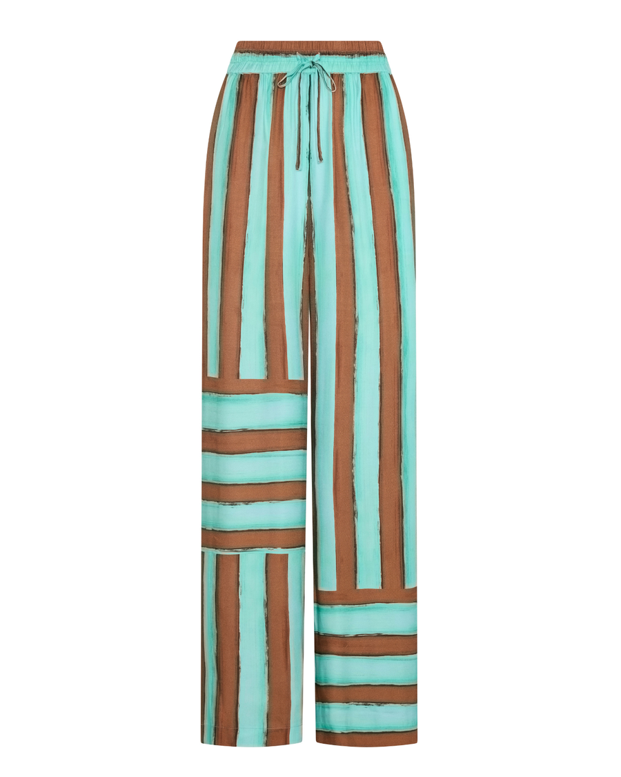 June Pant – elastic waist pant with side pockets, drawcord, and hand-painted Summer ’26 print by Romy The Brand
