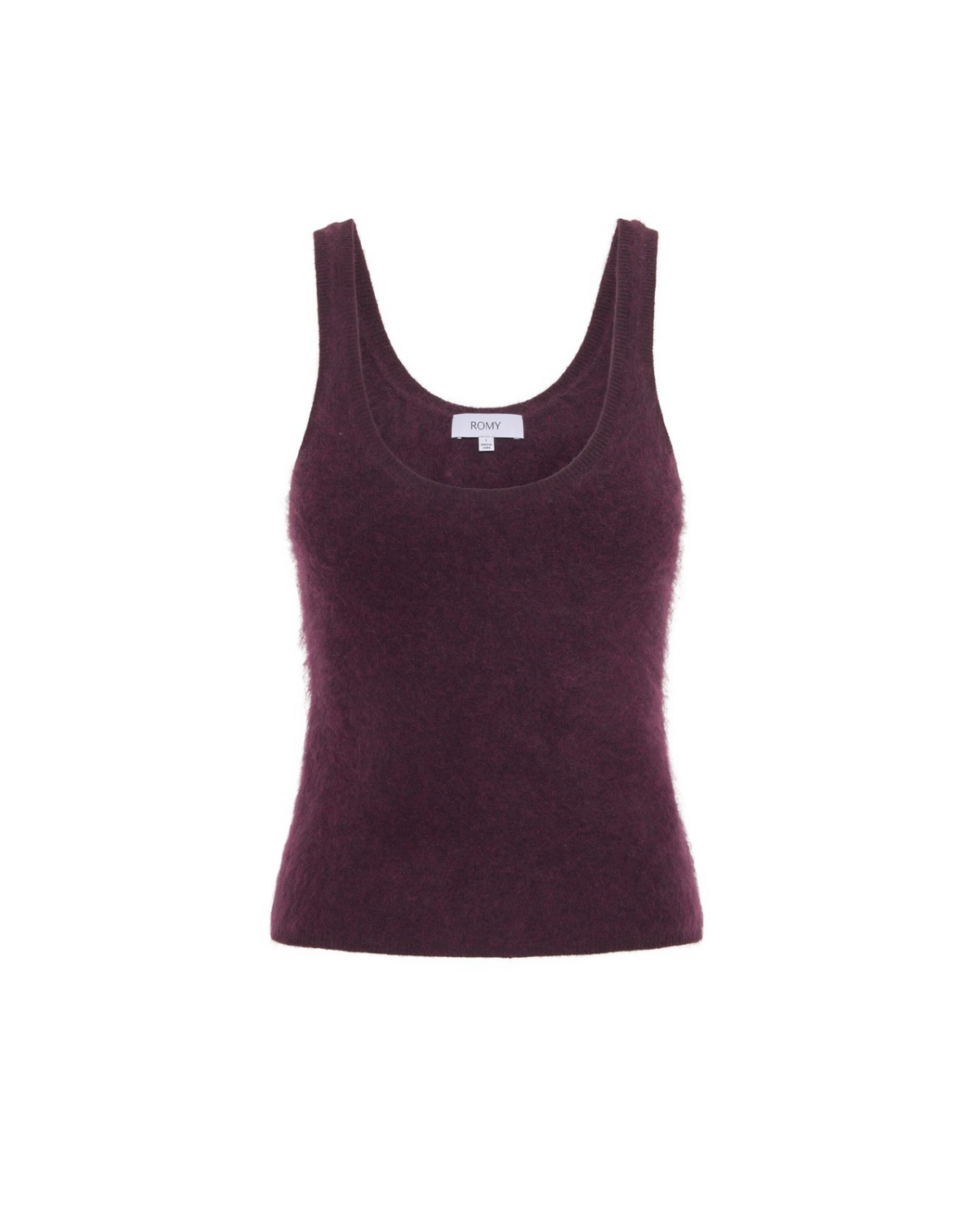 Product view of the ROMY Lucy Knit Tank, a 100% wool scoop neck tank top.