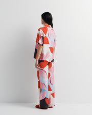 Reese Shirt – tailored button-up shirt with open collar and artistic print by Anne Marie Jackson for Romy The Brand