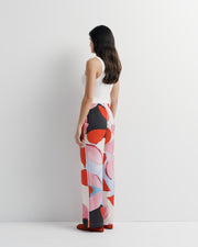 June Pant – elastic waist pant with drawcord and artistic print by Anne Marie Jackson for Romy The Brand