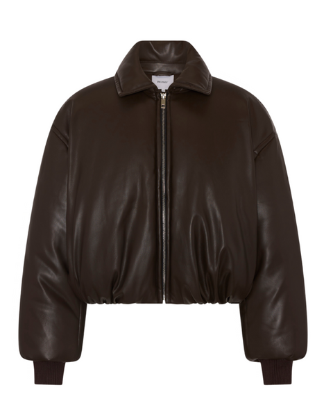 Padded Bomber Jacket | Chocolate | Vegan Leather | Romy