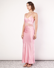 Lace Insert Bias Cut Dress | Candy Pink