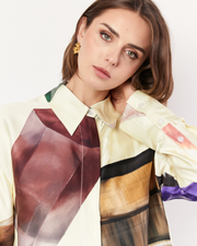 The Gemstone Oversized Shirt features a button closure and concealed placket, in a relaxed long sleeve edition of our best-selling signature shirt style. It is crafted from a silky recycled Oeko-Tex® certified viscose in the opulent Gemstone Print, designed exclusively for Romy. Now available at Romy. 