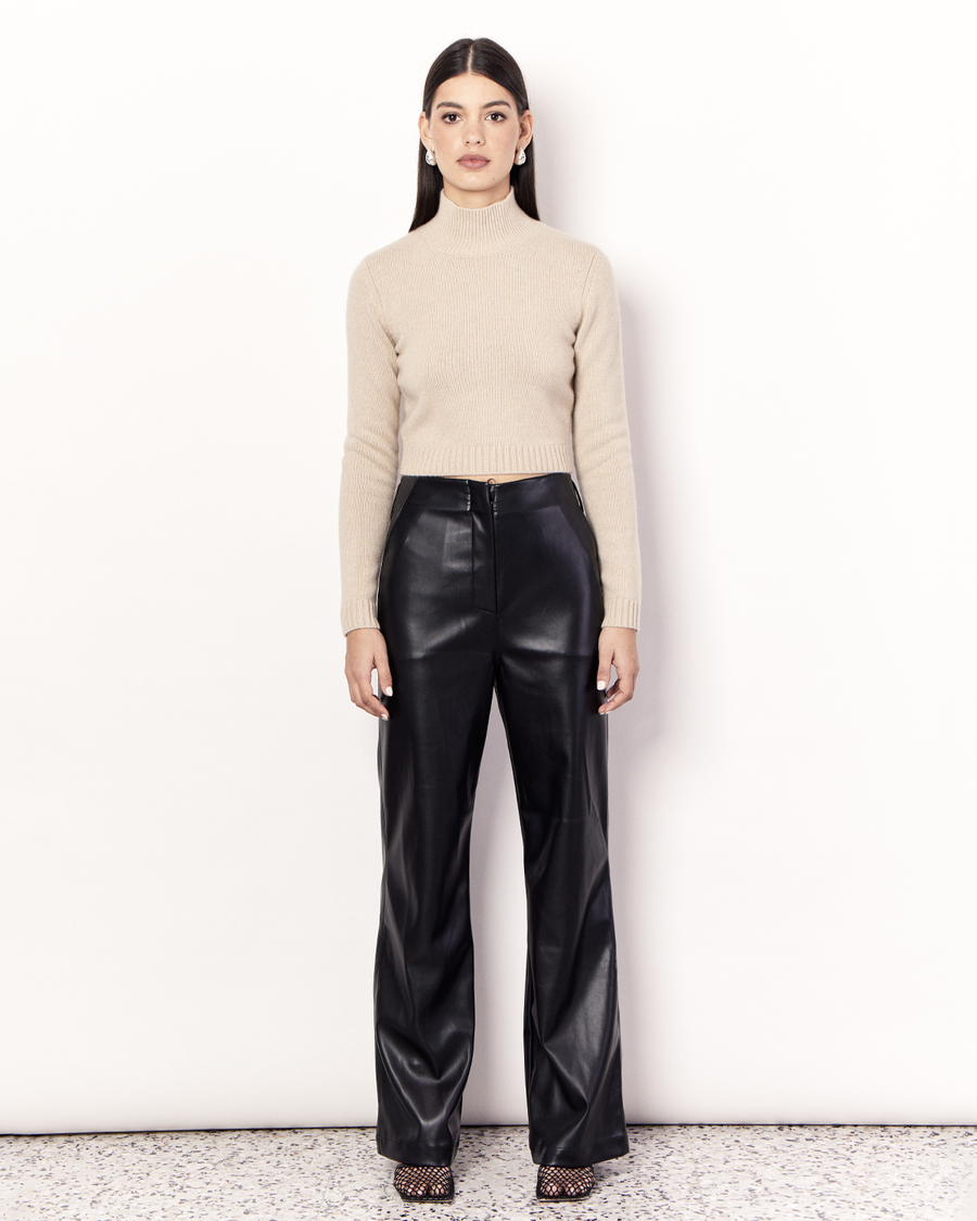 Cropped Funnel Neck Sweater | Sand