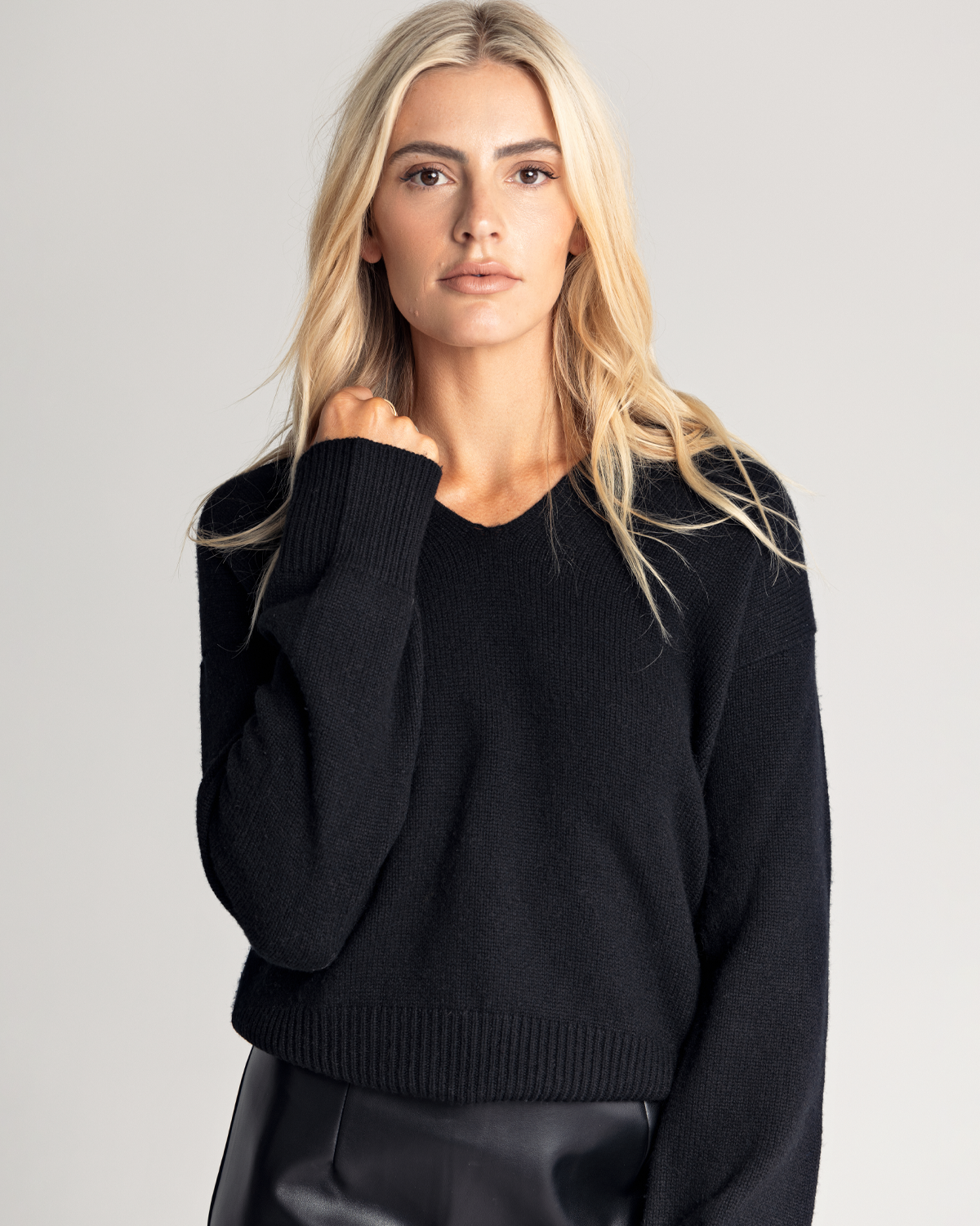 The Relaxed Collared Sweater is a luxurious testament to both warmth and style, expertly crafted from a sumptuous wool and cashmere blend. Designed for a relaxed fit, its oversized silhouette drapes effortlessly, embracing comfort without compromising on chic sophistication. Now available at Romy. 