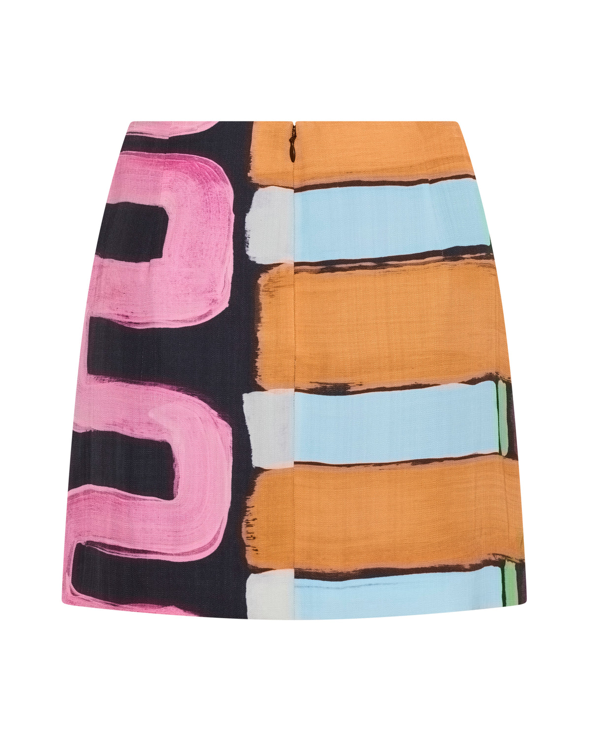 Xena Skirt in hand-painted print, flat print detail.