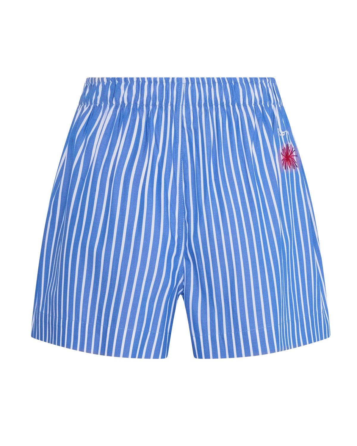 Cotton boxer-style short – 100% cotton short with elastic waistband, pockets, and Romy embroidery by Romy The Brand
