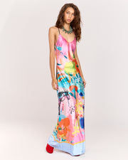 Discover the Rodeo Satin Maxi Dress, showcasing a limited-edition print by artist Jake Pedro. With a flattering V-neckline, adjustable straps, and a graceful floor-length hem, this luxurious satin dress with a subtle sheen is perfect for effortlessly transitioning from day to evening.