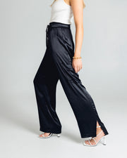 Satin Cargo Pant | Black